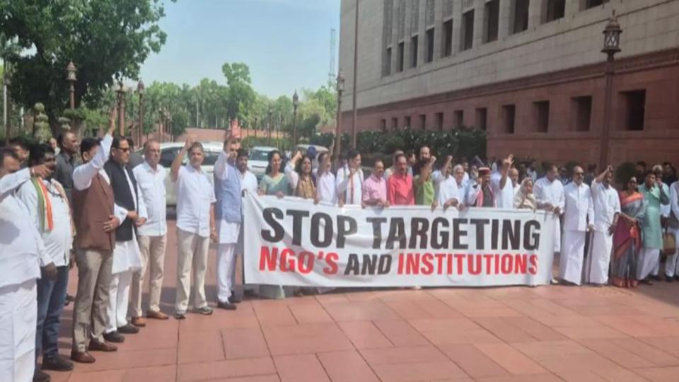 Opposition MPs Protest FCRA Amendment Bill in Parliament
