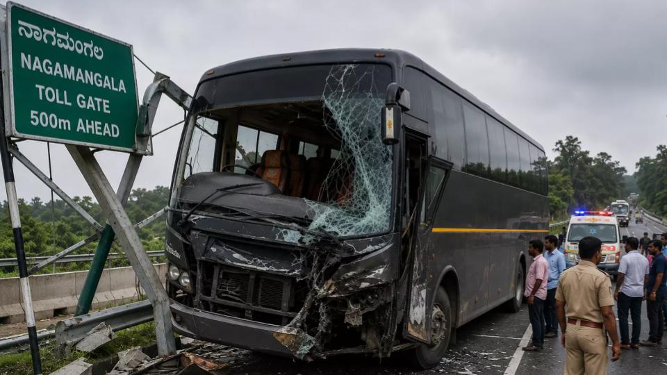 Two Killed After Bus Hits Roadside Signboard in Karnataka