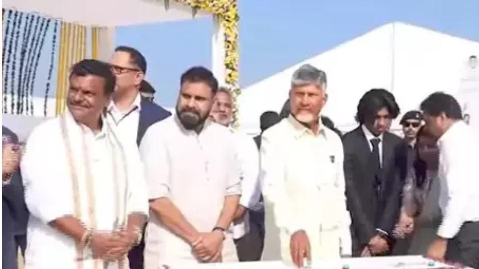 CM Naidu And Pawan Lay Foundation Stone for Mega Green Ammonia Project