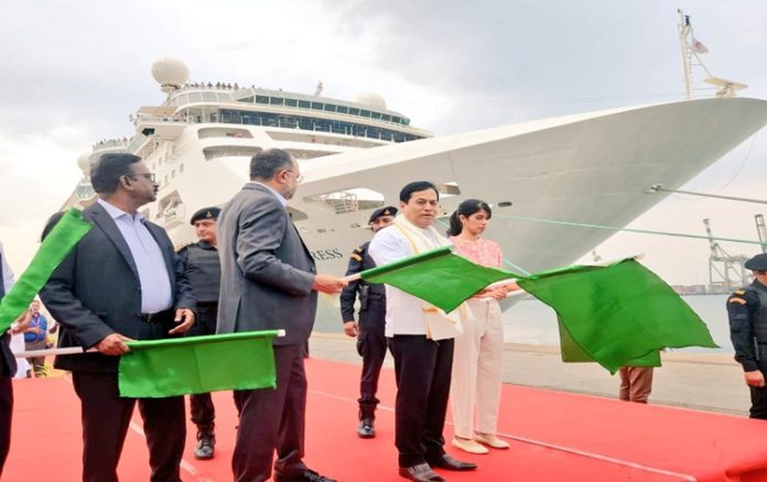 Union Minister Sarbananda Sonowal flags off maiden International Cruise Vessel, MV Empress in Chennai