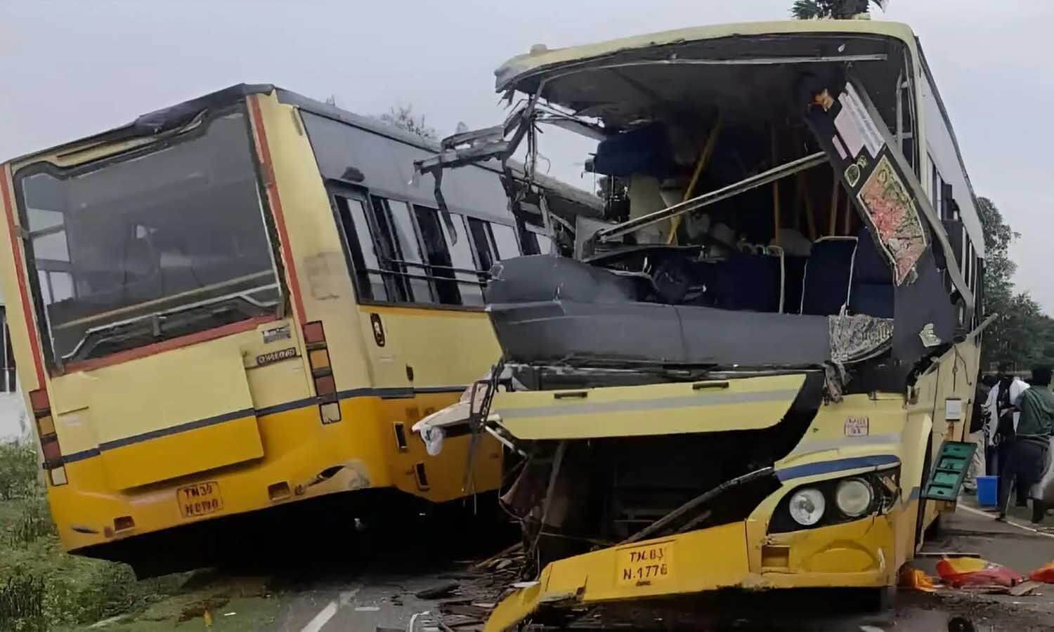 11 dead, 40 injured in head-on collision between two buses in Tamil Nadu