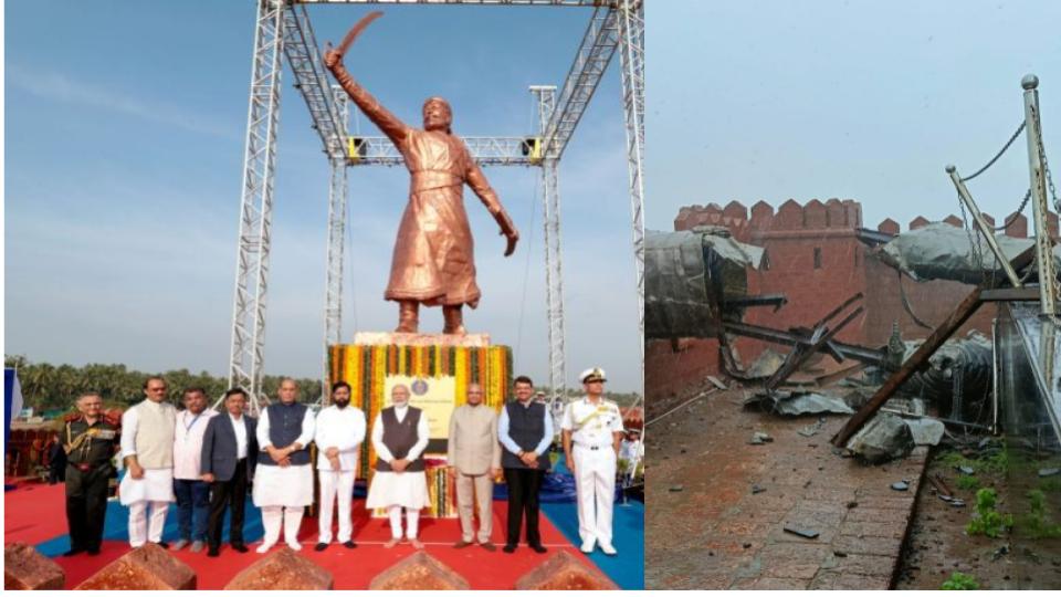 35ftshivajistatueunveiledlastyearbypmmodicollapsesinmaharashtra