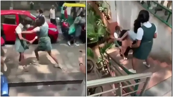 In shocking footage,Bengaluru schoolgirls filmed brawling, throwing punches 