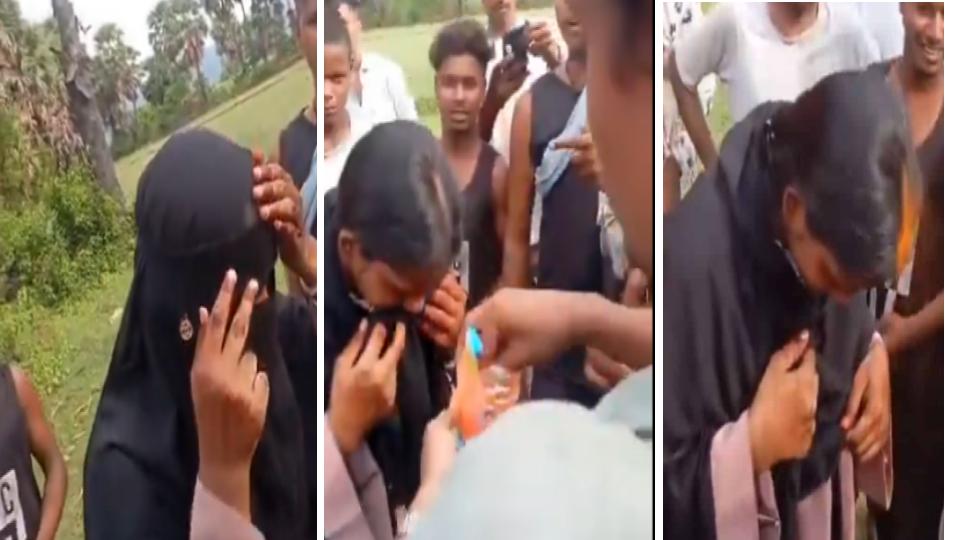 Video of Muslim Woman harassed to remove niqab, appply sindoor on forehead in Bihar