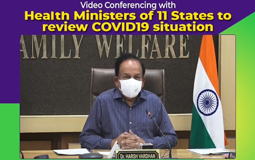healthministerdrharshvardhanreviewscovid19situationwithhealthministerof11states
