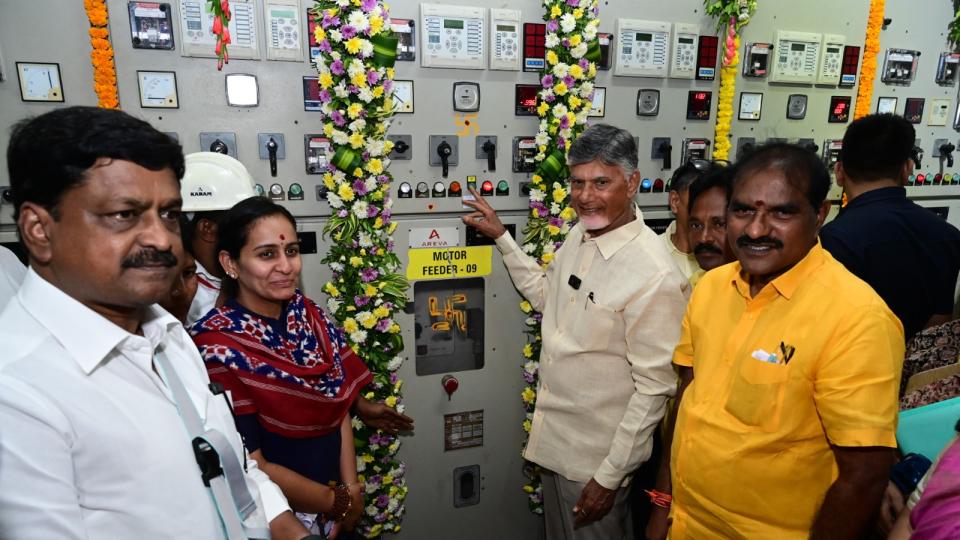 CM Naidu Releases Water From Handri-Neeva Project in AP