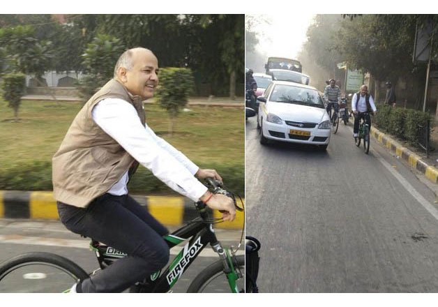 oddevenplan:evennumberedcarsrollonday2sisodiareachesofficeonbicycle