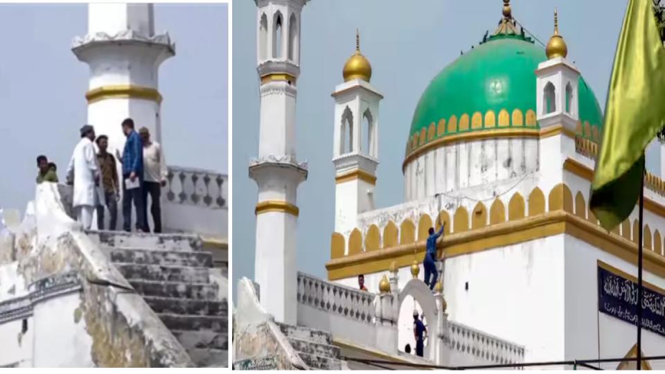 whitewashingofshahijamamasjidwallbeginsinsambhalafterhcorder