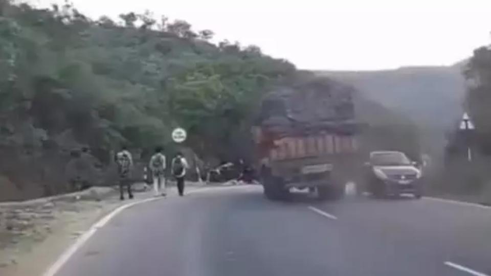 Lorry Plunges Into 20-Foot Gorge Near Bhakarapet Ghat, AP