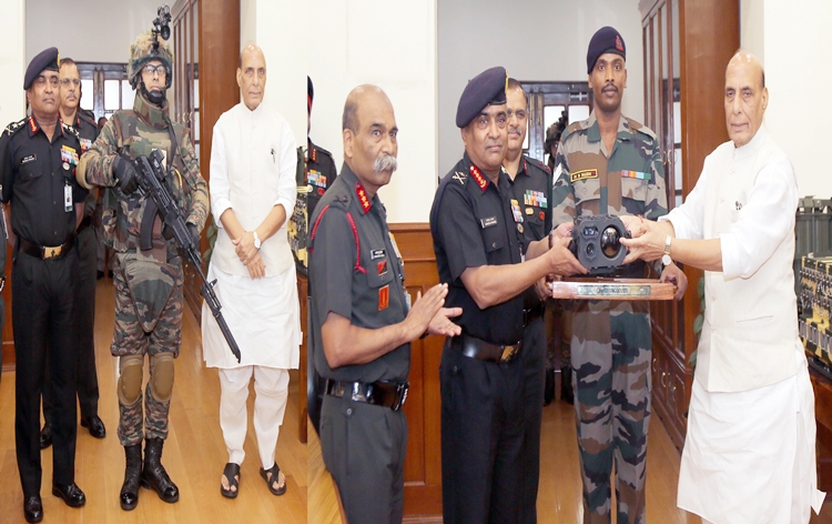 Defence Minister Rajnath Singh hands over wide range of indigenous military equipment to Army 