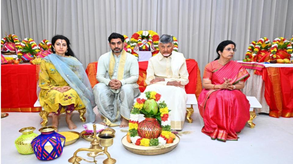 CM Chandrababu Naidu, family perform housewarming in Kuppam