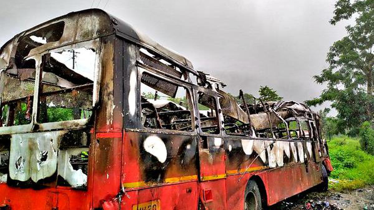msrtcbuscatchesfireinlatur;nocasualties