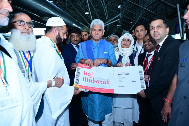 J&K: LG Manoj Sinha flags off first batch of Haj pilgrims from Srinagar International Airport