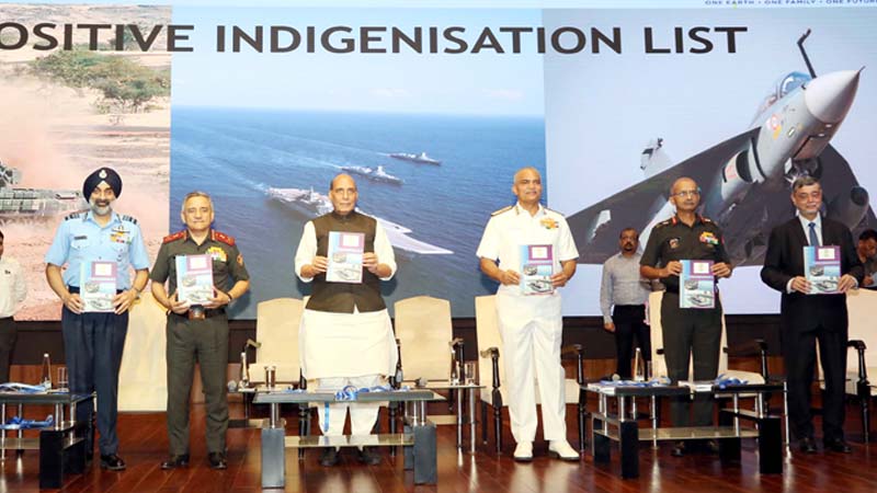 rakshamantrirajnathsinghreleasesfifthpositiveindigenisationlistinnewdelhiforselfrelianceindefencesector
