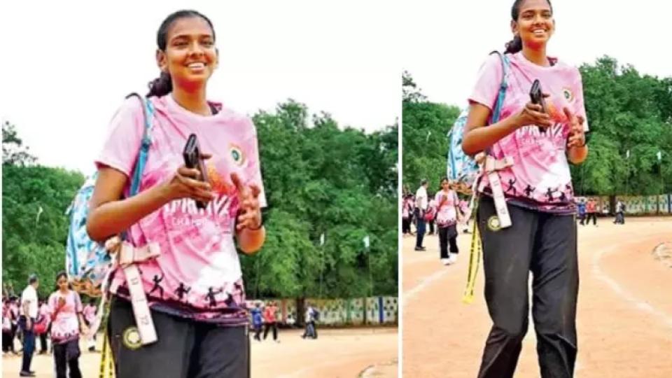 Tall Young Basketball Player Poojitha Draws Attention at Amaravati
