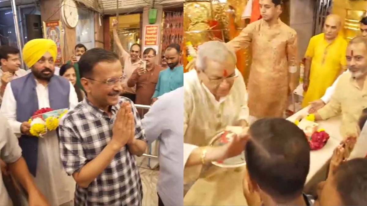 delhicmkejriwalbhagwantmannofferprayersatdelhishanumantemple