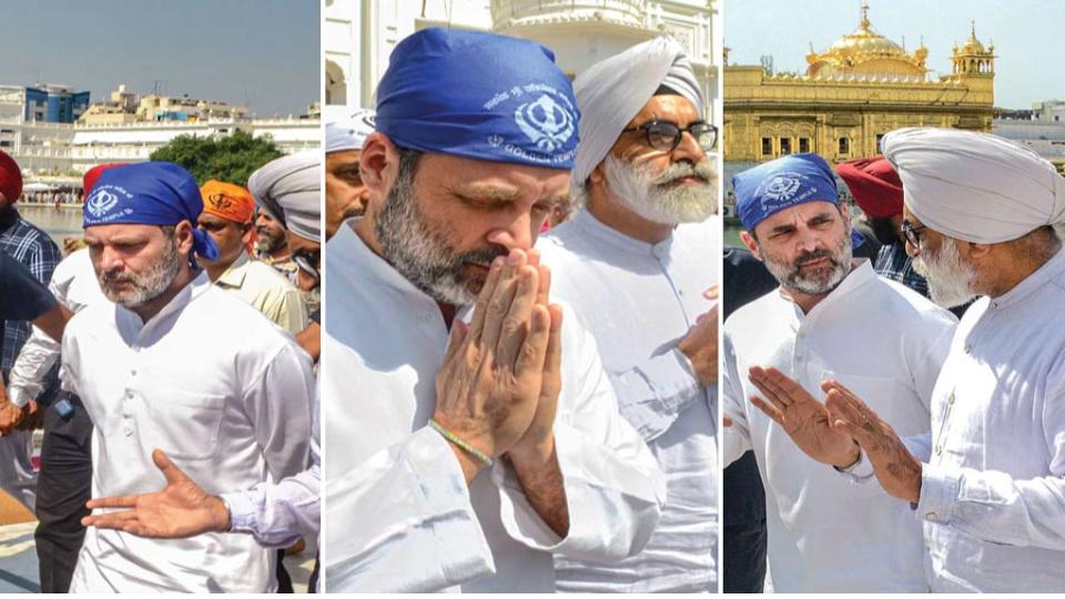 Congress leader Rahul Gandhi visits Golden Temple and offers ‘sewa’