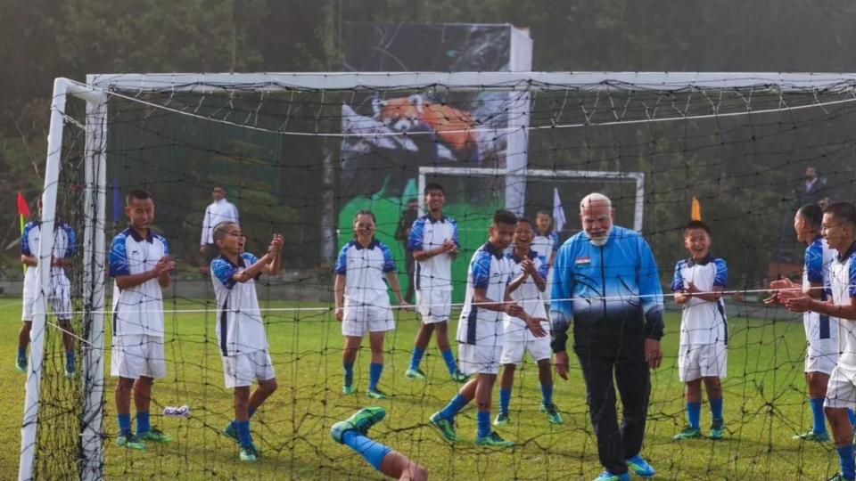 PM Narendra Modi Plays Football with Youngsters in Sikkim