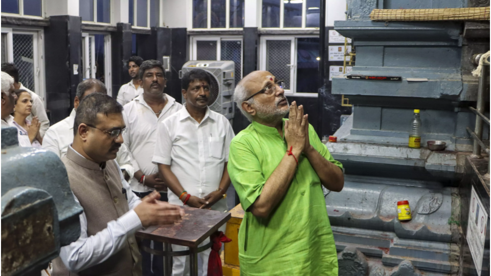 Vice President Candidate CP Radhakrishnan Worships at Tirupati Temple