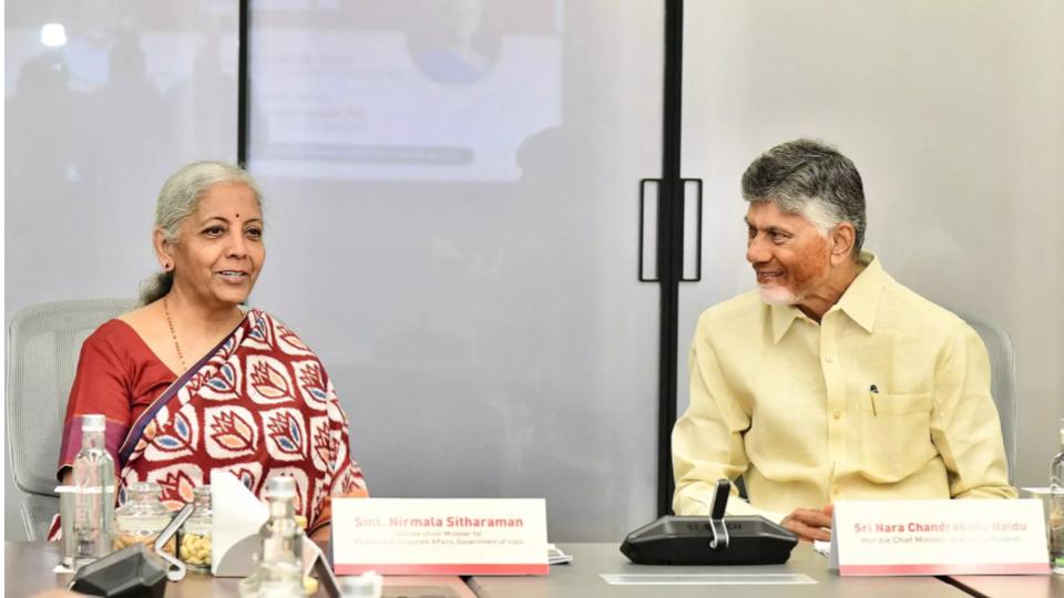 CM Naidu Meets FM Nirmala at CRDA Headquarters in Amaravati