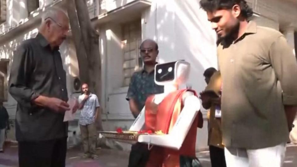 Student-Built Robot Greets Voters In Coimbatore 