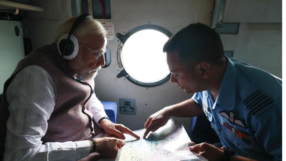 PM Modi Conducts Aerial Survey Of Flood-Hit Himachal, Punjab 