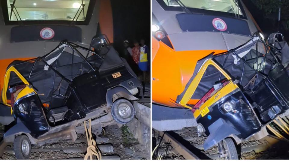 Auto on railway track forces Vande Bharat Express Train to halt