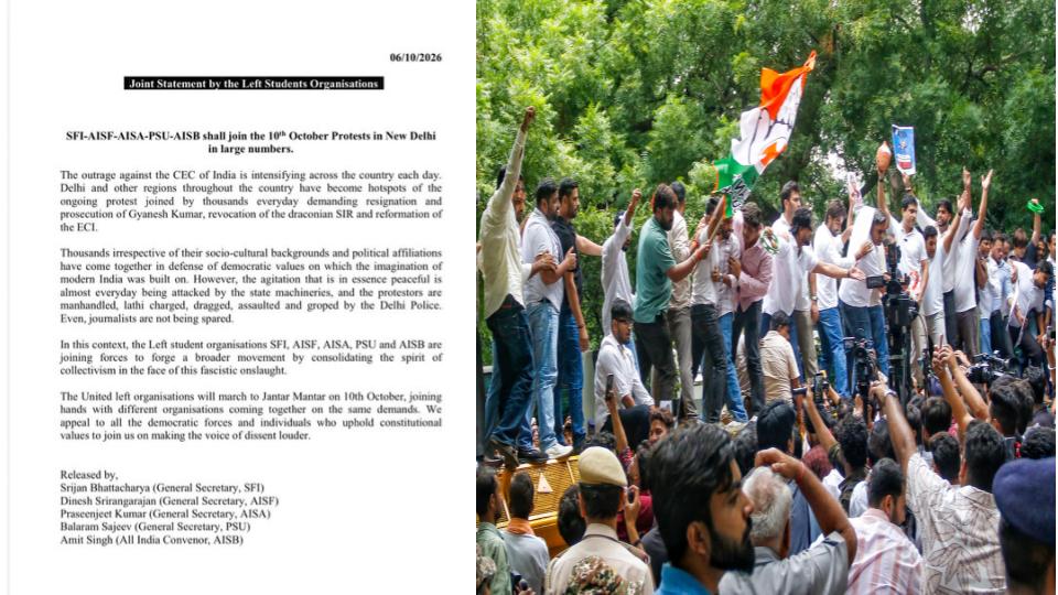 Left students’ bodies unite for Oct 10 anti-CEC stir in Delhi