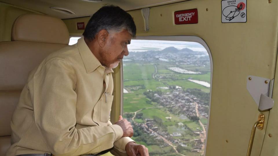 CM Naidu Conducts Aerial Survey Of ONGC Gas Well Blowout