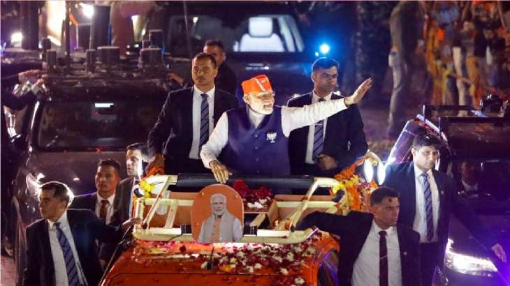 gujaratassemblypolls2022:pmmodiholdssecondmegaroadshowinahmedabadonmassivepollcampaignforbjp