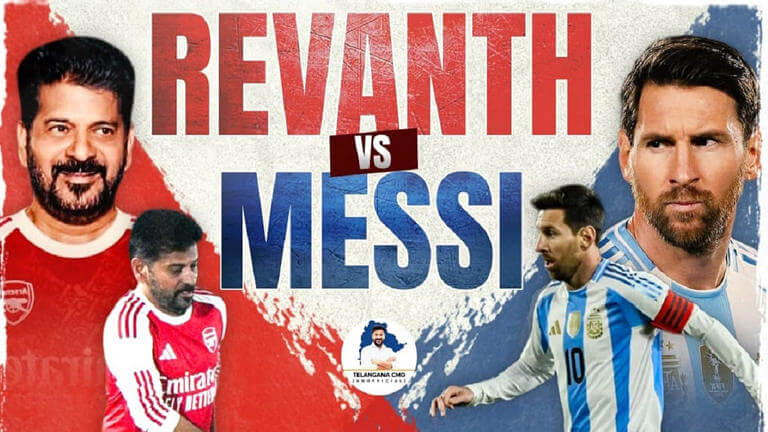 lionelmessigoatindiatour:messiplaysfootballwithtelanganacmrevanthreddyinhyderabad