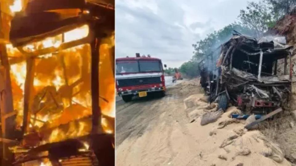 truckdriverburntaliveincollisiononnh44nearpenukondaap