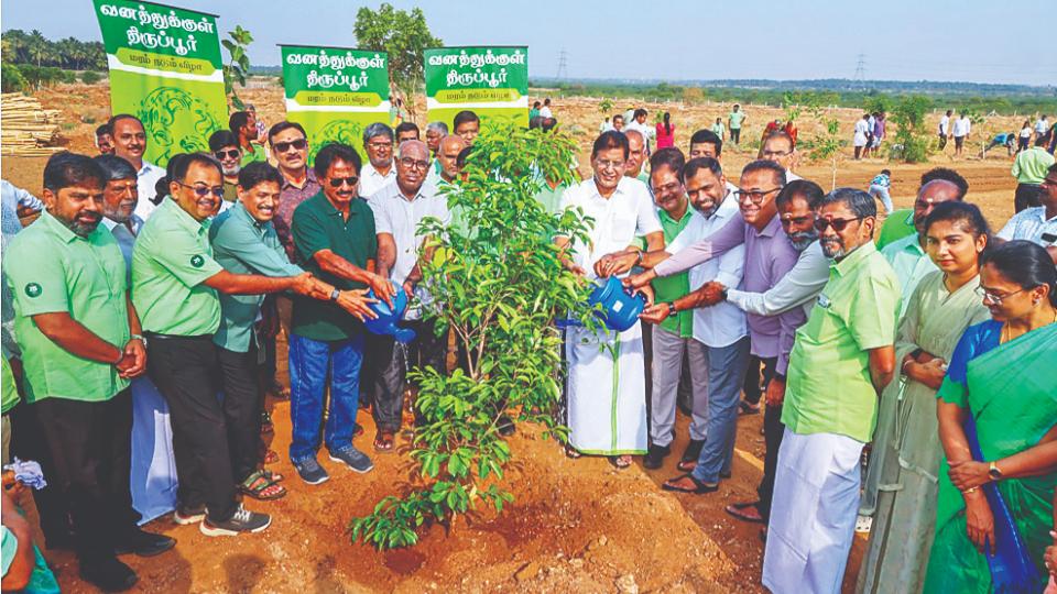 15,000 Saplings Planted on 100 Acres in Tiruppur Limits, TN