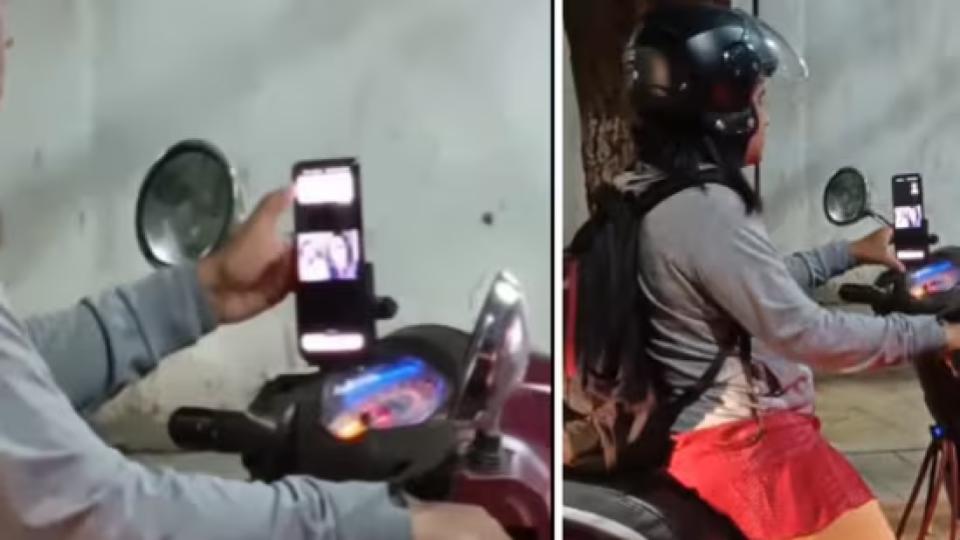 Bengaluru Woman attends video call on bike while stuck in traffic