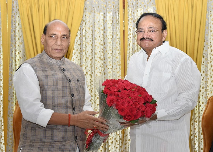 defenceministerrajnathsinghcalledonvicepresidentvenkaiahnaidu