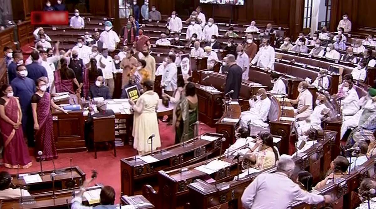 12oppositionmemberssuspendedfromrajyasabha