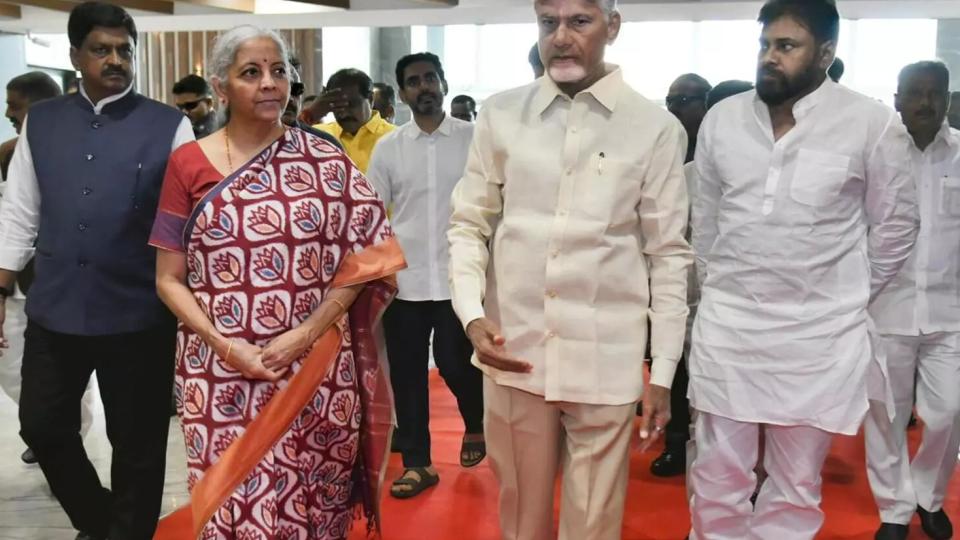 FM Sitharaman and CM Naidu lay foundation for new PSU bank in Amaravati