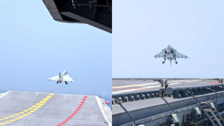 navallightcombataircraftmig29kfighteraircraftsuccessfullytakeoffoninsvikrant