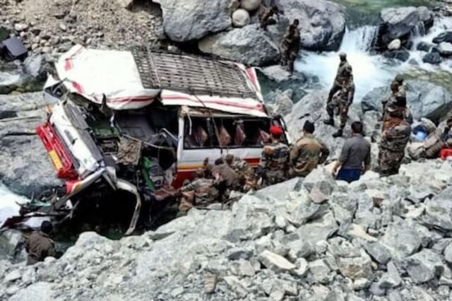 Seven army jawans killed in a bus accident in Ladakh