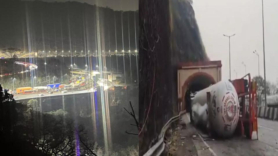 Gas Tanker Overturns At Mumbai-Pune Expressway 