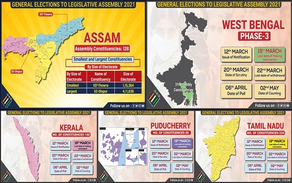 campaigningendstodayforsinglephaseassemblyelectionsintamilnadukeralapuducherryandfor3rdphasepollinginwestbengalassam