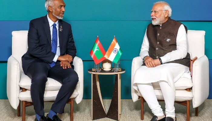 maldivespresidentmuizzuarrivesinnewdelhiforfirstbilateralvisittoholdtalkswithpmmodi