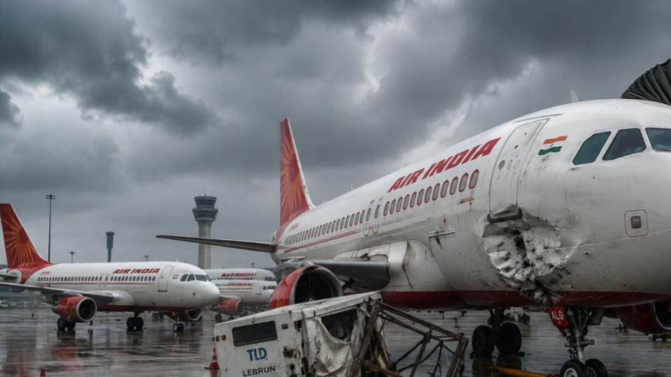 strongwindsdamage3airindiaplanesatdelhiairport