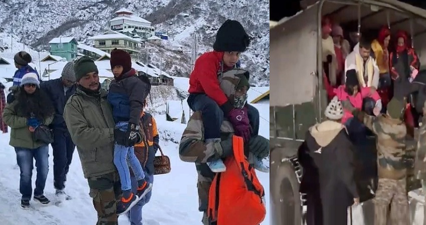 armyrescuesover800touristsstrandedduetosnowfallandinclementweatherinsikkim