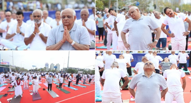 9thinternationaldayofyogacelebrationatsuratcreateshistory150lakhcitizenspracticeyogasetsnewguinnessbookofworldrecord