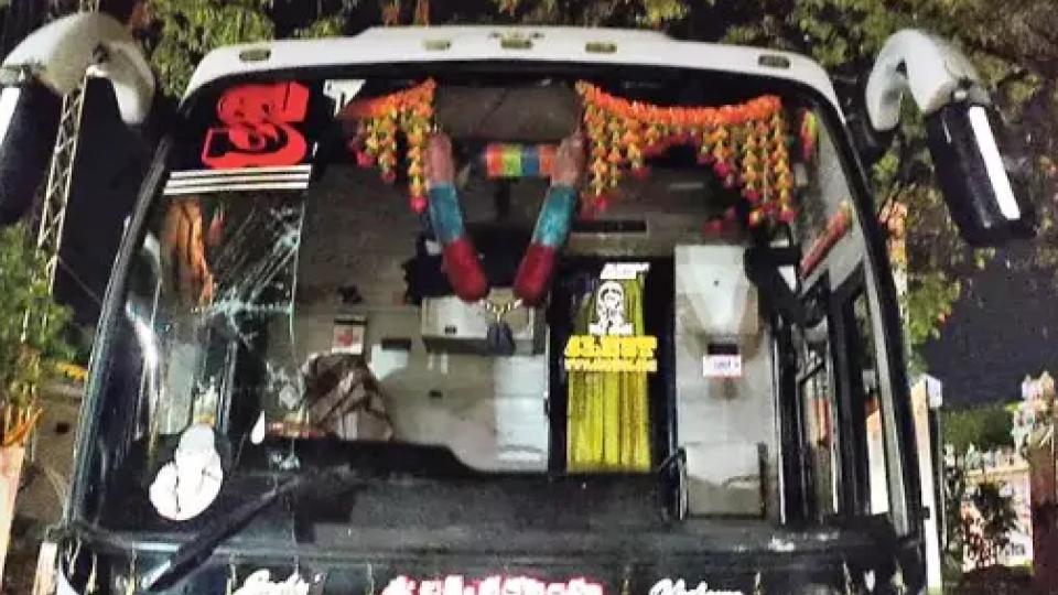 Passengers Protest as Damaged Private Bus Sent for Journey Without Windshield In AP