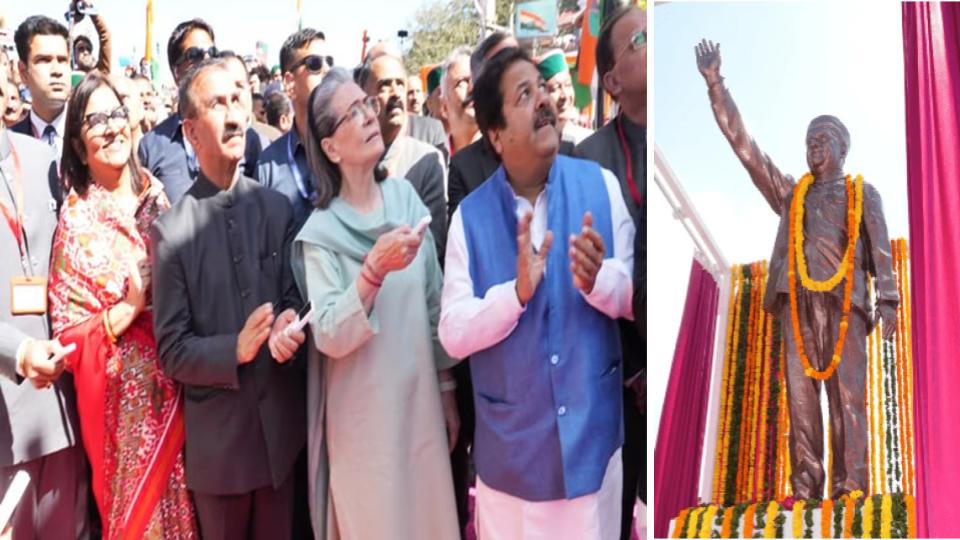 Sonia Gandhi unveils statue of ex-Himachal CM Virbhadra Singh in Shimla