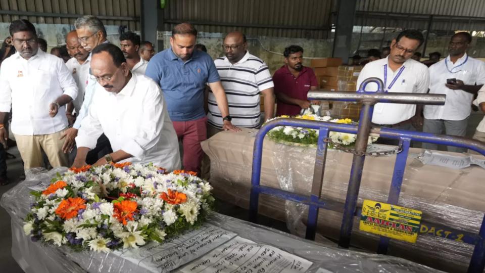 Mortal Remains Of 10 Tamil Nadu People Arrive In Chennai 