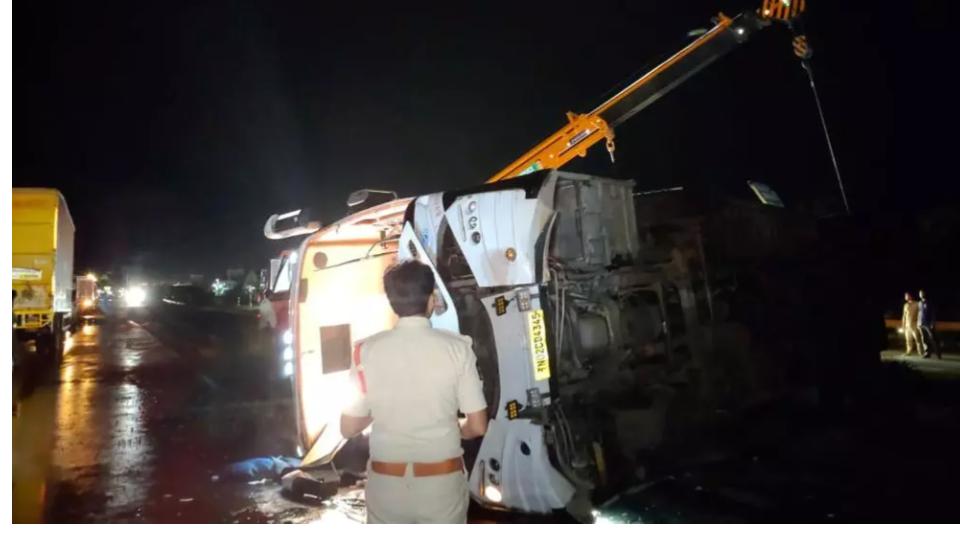 Private Travels Bus Overturns in Andhra Pradesh, 25 Injured