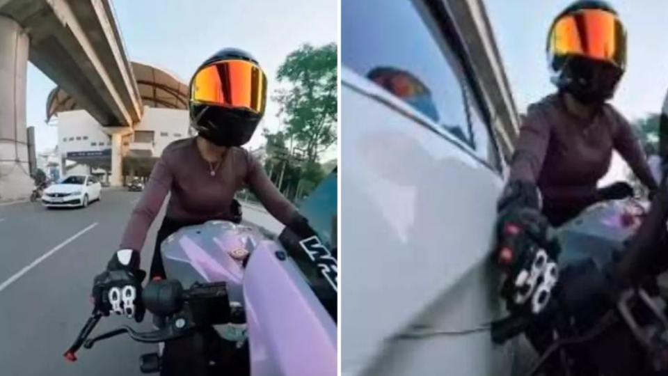 Speeding Car Hits Woman Biker, Drags Bike In Gurugram